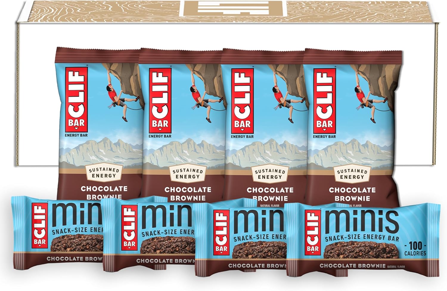 Clif Bar - Chocolate Brownie Flavor - Full Size And Mini Energy Bars - Made With Organic Oats - Non-Gmo - Plant Based - 2.4 Oz. And 0.99 Oz. (20 Count)