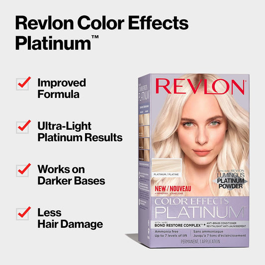 Revlon Color Effects Permanent Highlighting Kit, Ammonia & Paraben Free Hair Dye, 60 Platinum, 8 Oz (Pack Of 1)