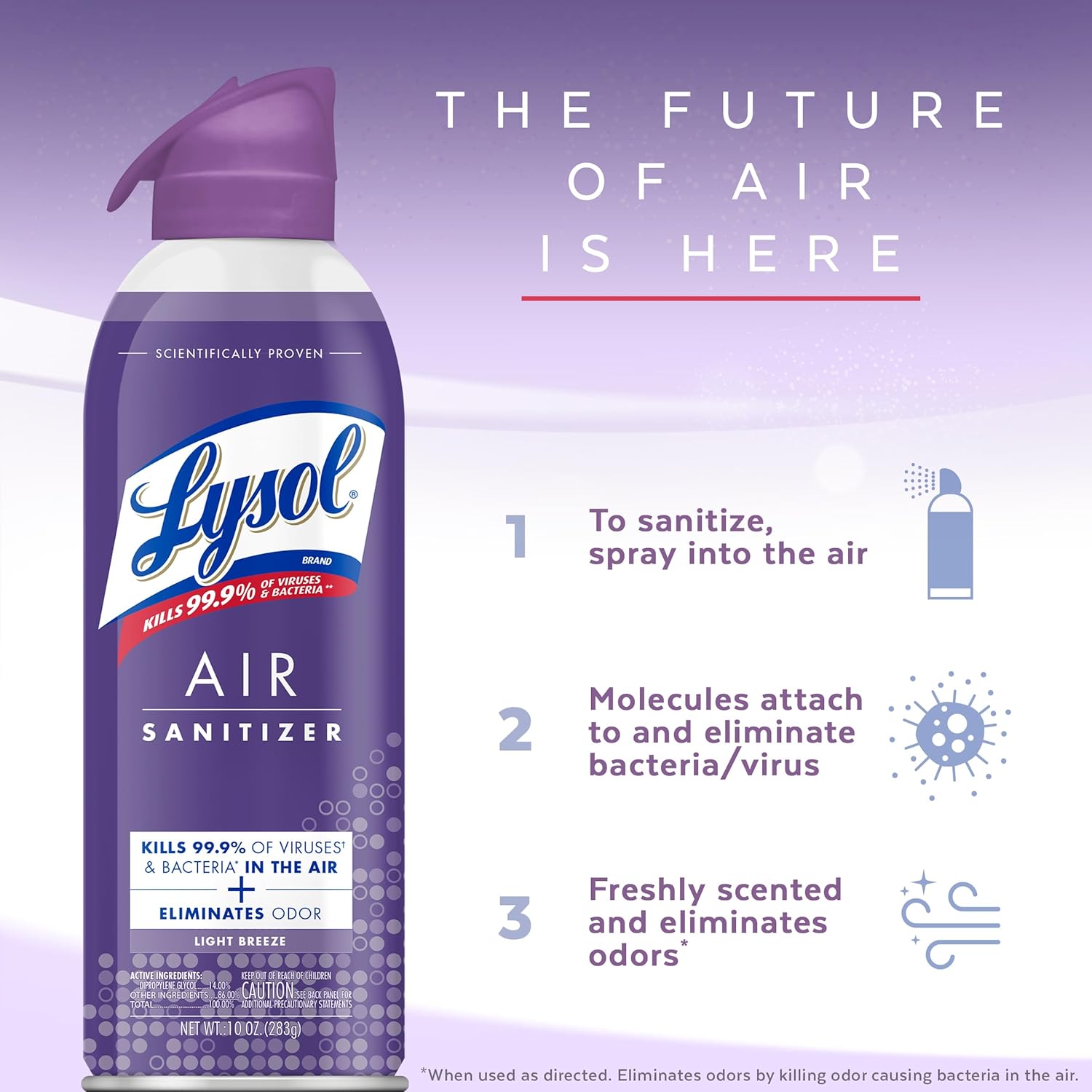 LYSOL Air Sanitizer Spray, For Air Sanitization and Odor Elimination, Light Breeze, 10 Fl. Oz : Health & Household