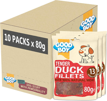 Good Boy - Tender Duck Fillets - Dog Treats - Made With 100% Natural Duck Breast Meat - 80 G E - Low Fat Dog Treats - Case Of 10