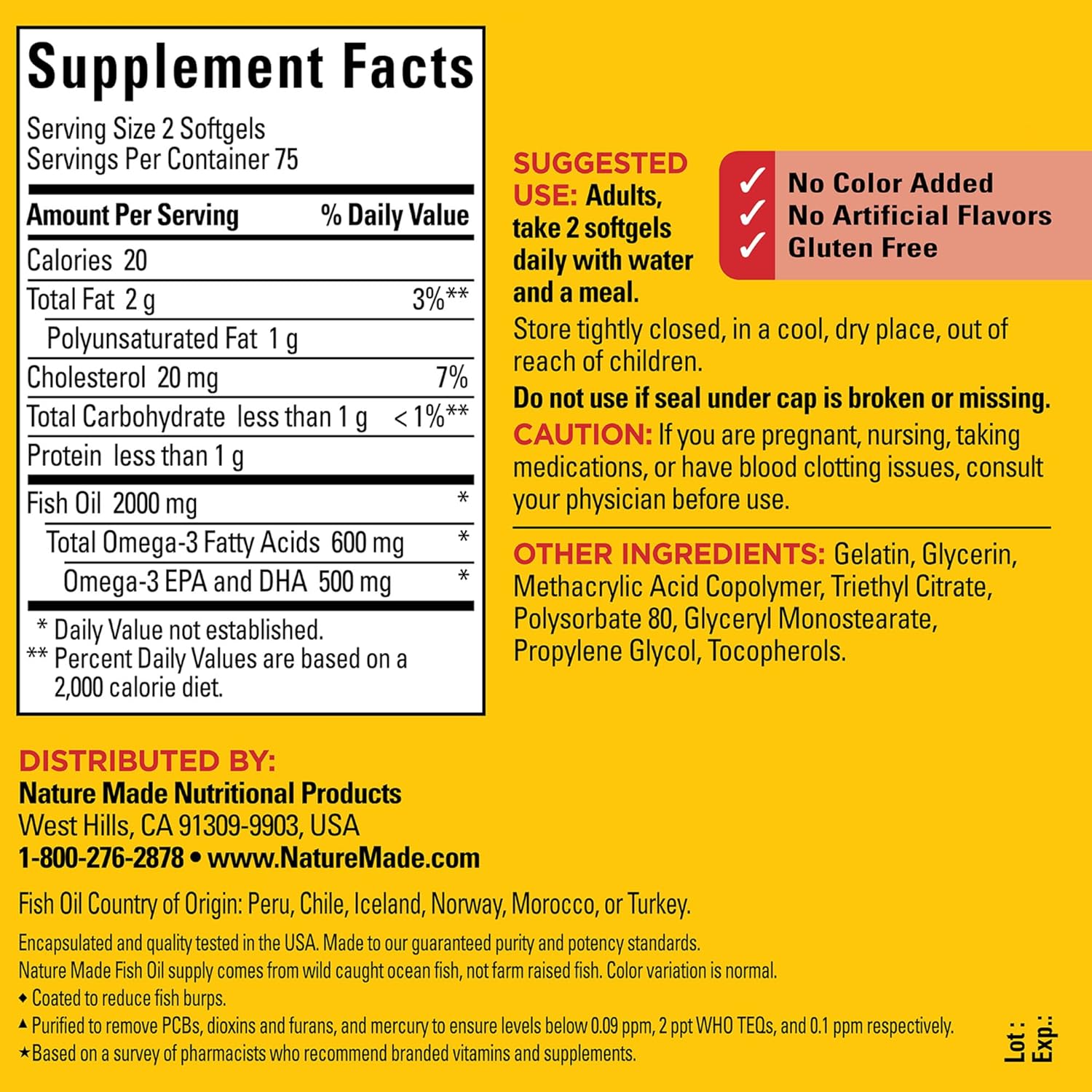 Nature Made Burp Less Fish Oil Omega 3 Supplements, 1000Mg Softgels, Omega 3 Fish Oil Supplements For Healthy Heart Support, 320 Softgels, 160 Day Supply : Health & Household