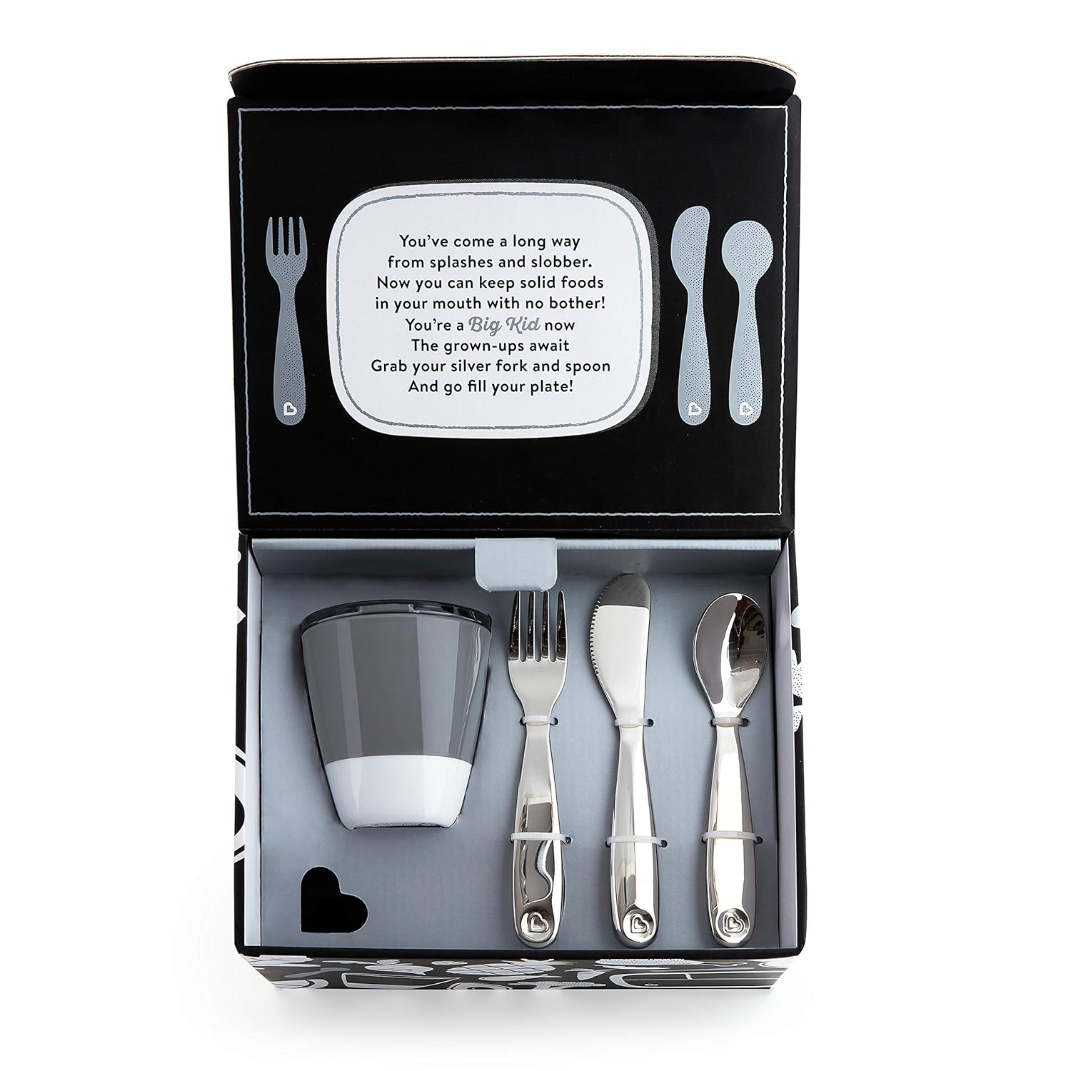 Munchkin® Grown Ups Table 7pc Toddler Feeding Supplies Gift Set, Includes Plates, Bowl, Open Cup and Stainless Steel Utensils, Grey : Baby