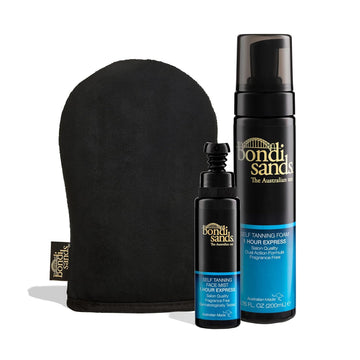 Bondi Sands 1 Hr Express Face + Body Bundle | Includes Sunless Foam + Face Mist and Reusable Application Mitt for a Flawless Finish ($54 Value)