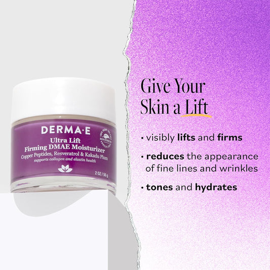 Derma E Firming Dmae Moisturizer - Copper Peptides, Resveratrol & Kakadu Plum - Supports Collagen And Elastin Health– Vegan Facial Skin Care, 2Oz