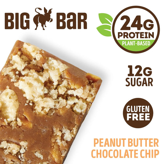 Lenny & Larry's Cookie-fied BIG BAR 90g, Peanut Butter Chocolate Chip, 12-pack with 24 grams of Plant-Based Protein Extra Large Vegan Snack Bars, 10g Prebiotic Fiber Non-GMO, Kosher