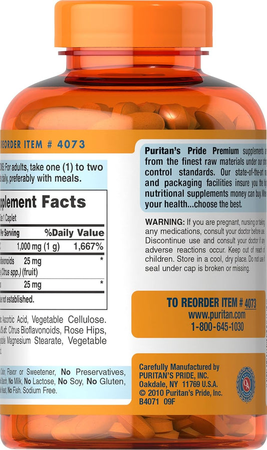 Puritan'S Pride Vitamin C 1000Mg With Rose Hips For Immune Supports By Puritan'S Pride To Support A Healthy Immune System 250 Caplets