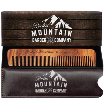 Hair Comb - Wood With Anti-Static & No Snag With Fine And Medium Tooth For Head Hair, Beard, Mustache With Premium Carrying Pouch In Design In Gift Box