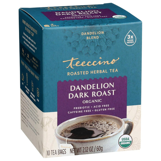 Teeccino Dandelion Dark Roast And Dandelion Caramel Nut Tea Variety Pack - Caffeine-Free, Roasted Herbal Tea With Prebiotics, Gluten Free - 10 Tea Bags (Pack Of 4)