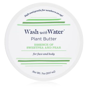 Wash with Water Plant Therapy Vegan Anti-Wrinkle Face & Body Butter Creamy Moisturizer with Enhanced Hydration and Antioxidant Support For All Skin Type, Petroleum Free, Steroid Free, 7oz, Sweetpea Pear