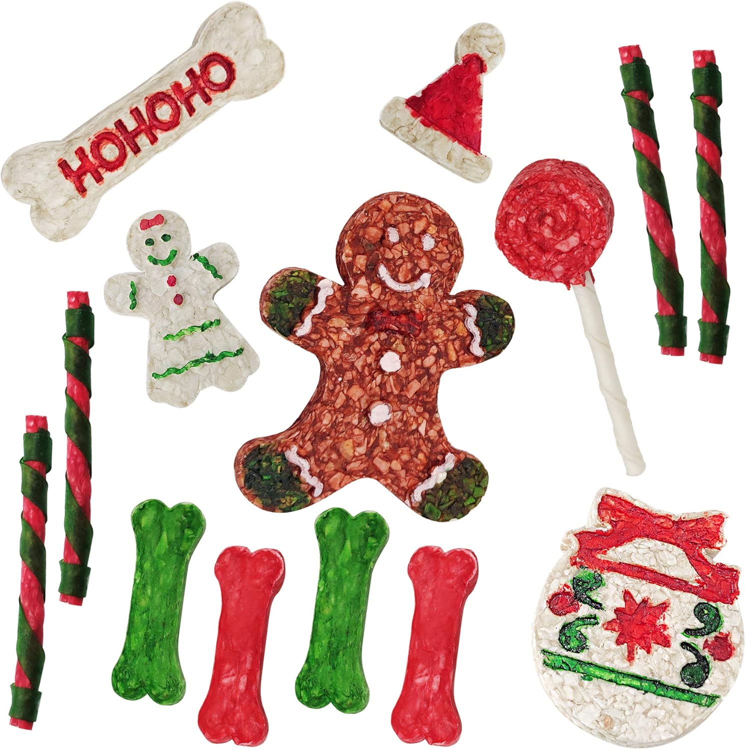 MON2SUN Christmas Dog Rawhide Treats Holiday 14Count Stocking for Small Dogs : Pet Supplies
