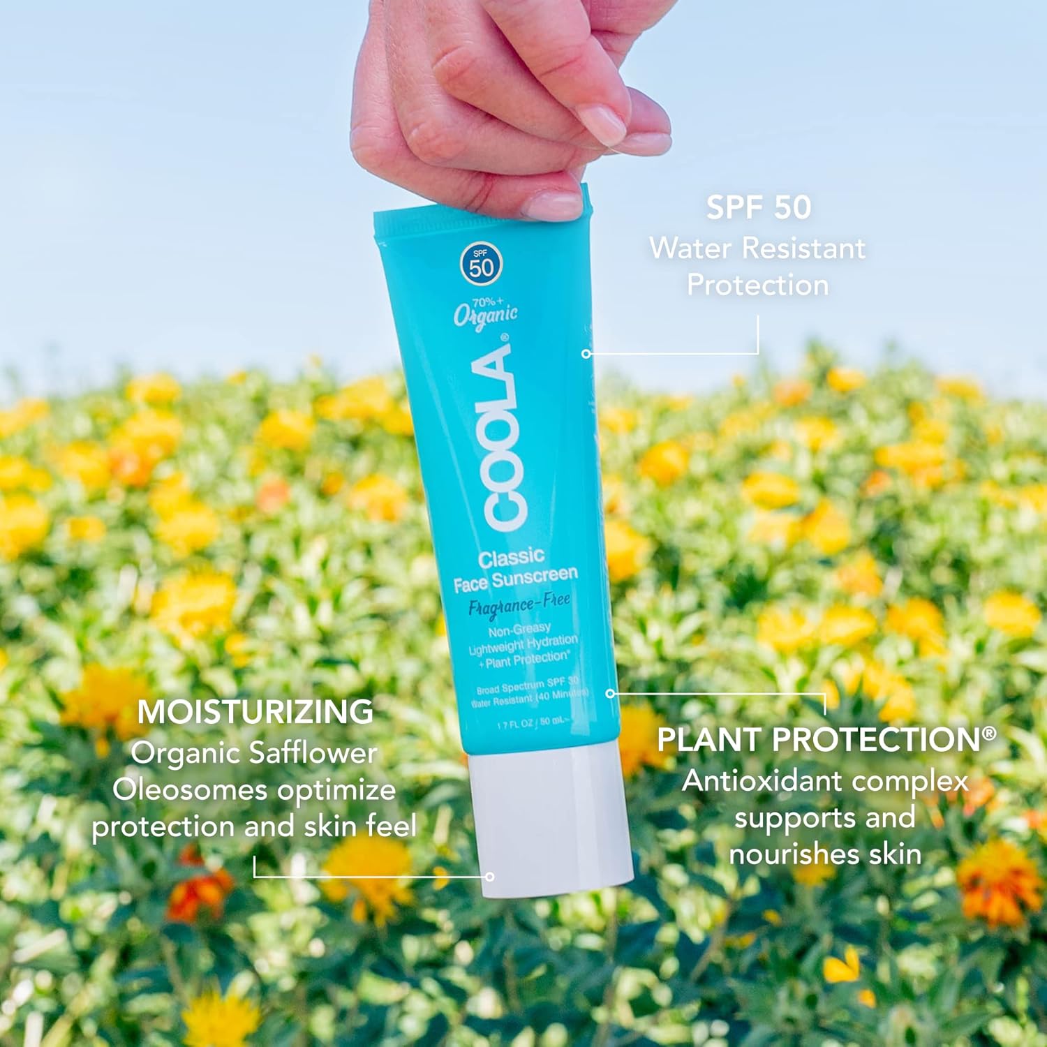 COOLA Organic Face Sunscreen SPF 50 Sunblock Lotion, Dermatologist Tested Skin Care for Daily Protection, Vegan and Gluten Free, Fragrance Free, 1.7 Fl Oz. : Beauty & Personal Care