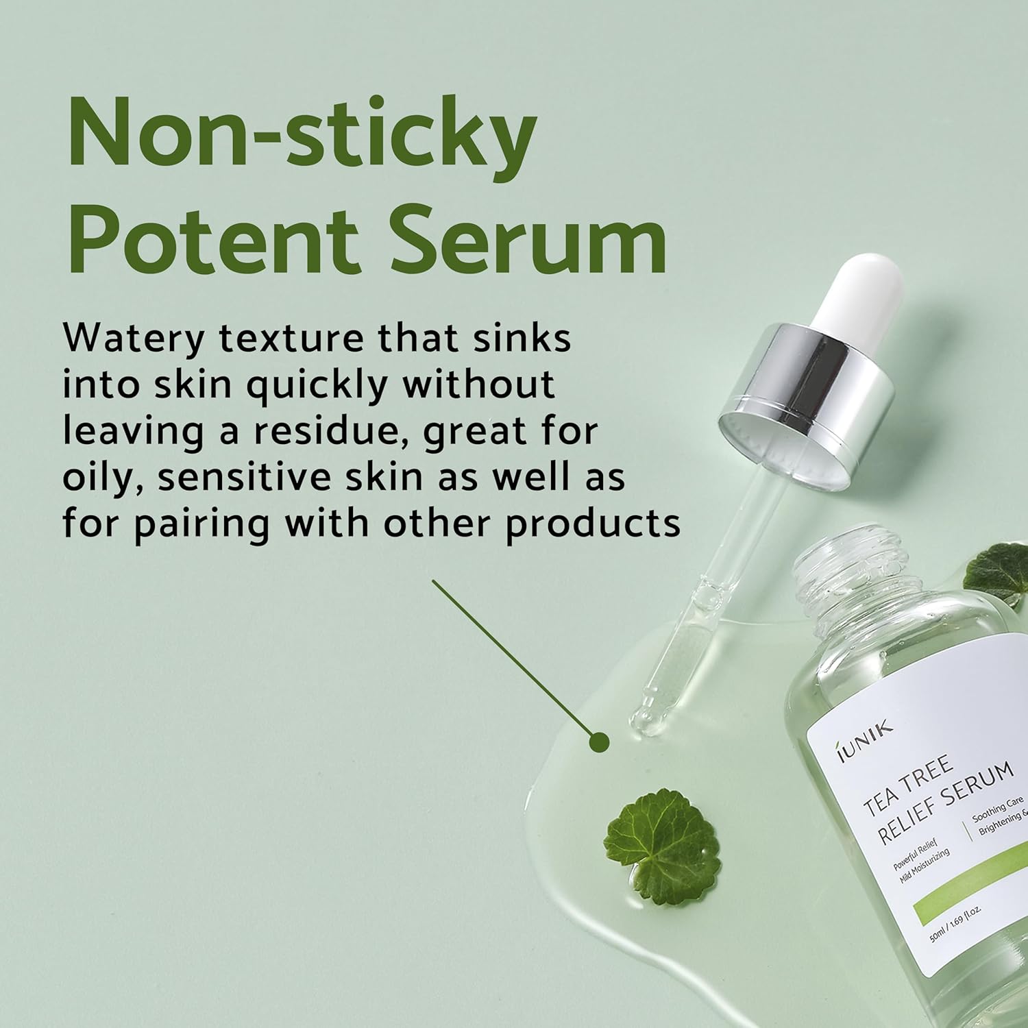Iunik Tea Tree Relief Vegan Serum For Acne-Prone Skin – Non-Sticky & Lightweight Facial Ampoule With Centella Asiatica For Soothing, Calming, And Balancing – Korean Skincare : Beauty & Personal Care