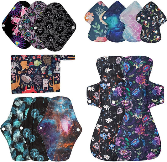 13pcs Set 1pc Mini Wet Bag + 12pcs Cloth Mama Cloth/Menstrual Pads/Reusable Sanitary Pads