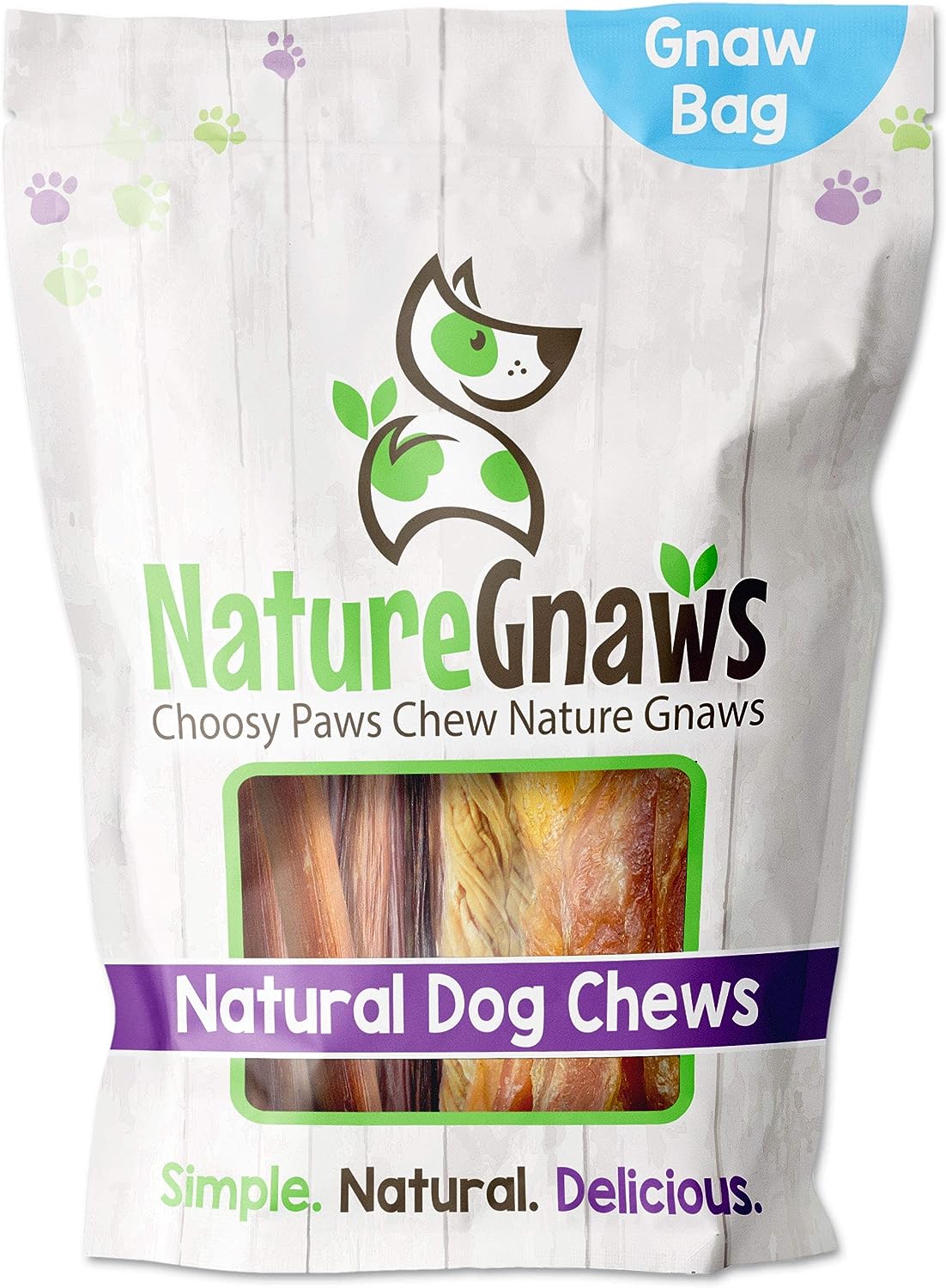 Nature Gnaws Variety Pack - Long Lasting Dog Chews for Dogs - Combo Pack of Bully Sticks, Beef Gullet and More - Dental Chews - Puppy Training Reward Large (12ct)