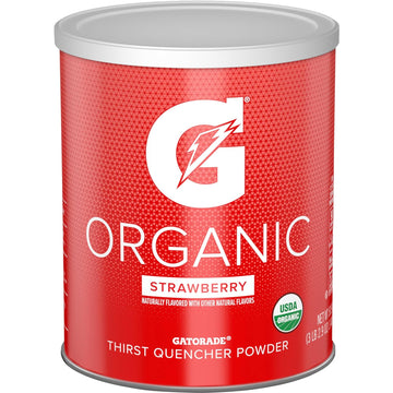 G Essntl Organic Gatorade Thirst Quencher Powder, Strawberry, 50.9 Oz Canister (Pack Of 3)