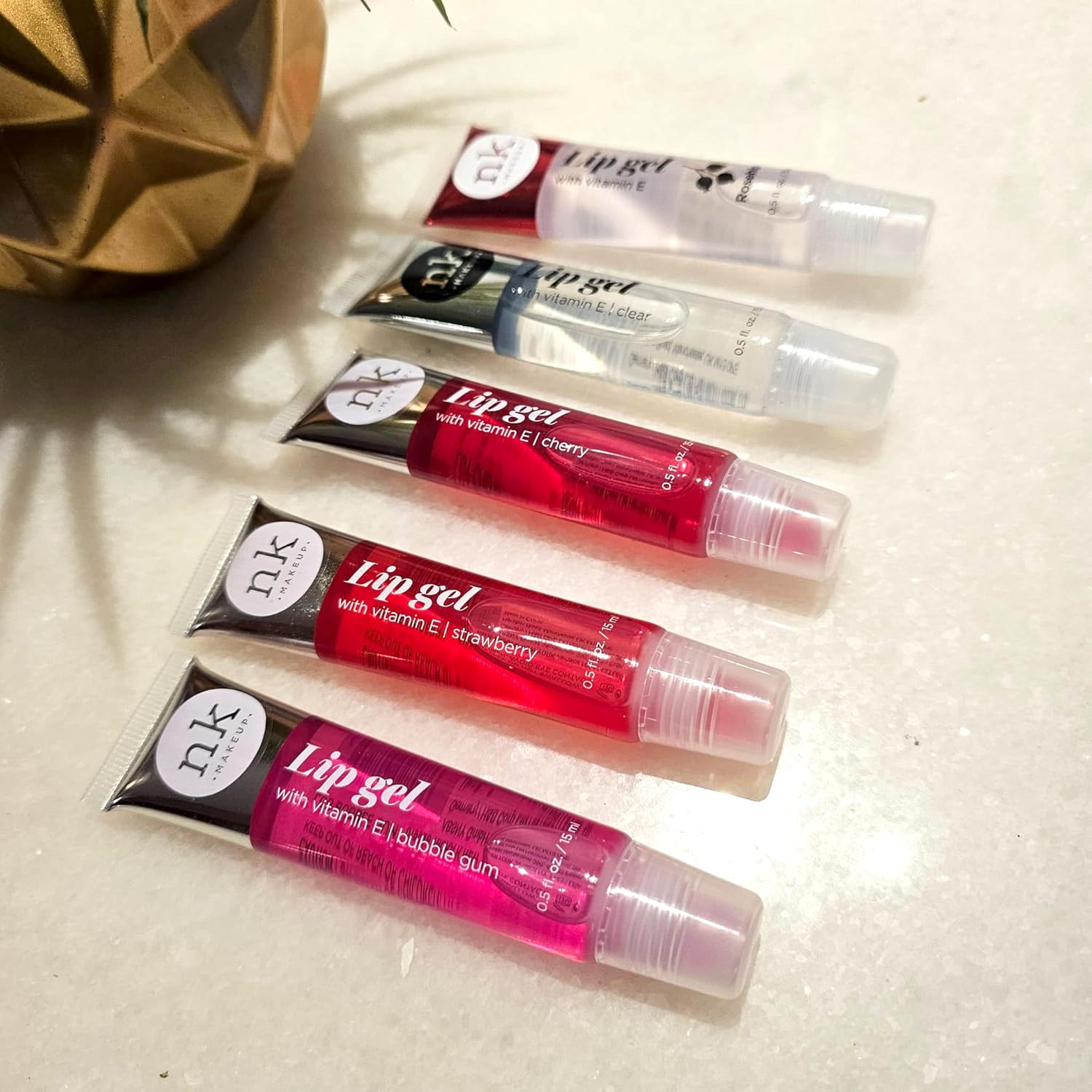 The Make-Up Artist Project 5 Pack Variety Bundle Of Lip Gels With Viatmin E - Clear, Rosehip, Strawberry, Cherry, And Bubble Gum Hydrating Lip Glosses : Beauty & Personal Care