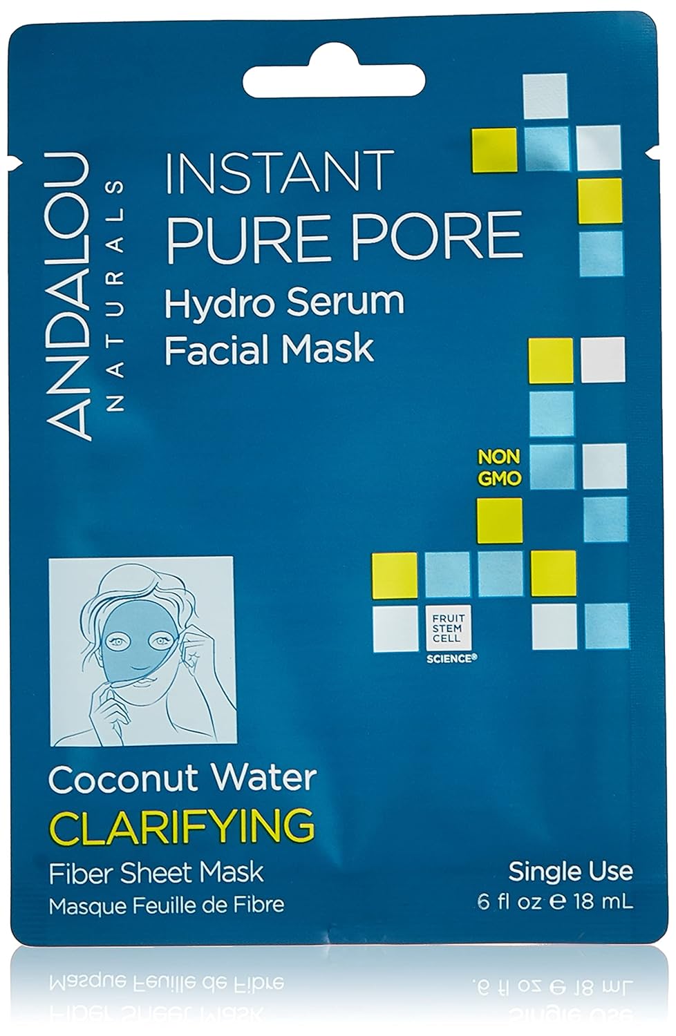 Andalou Naturals Instant Pure Pore Hydro Essence Mask, Coconut, 6 Count(Pack of 1)