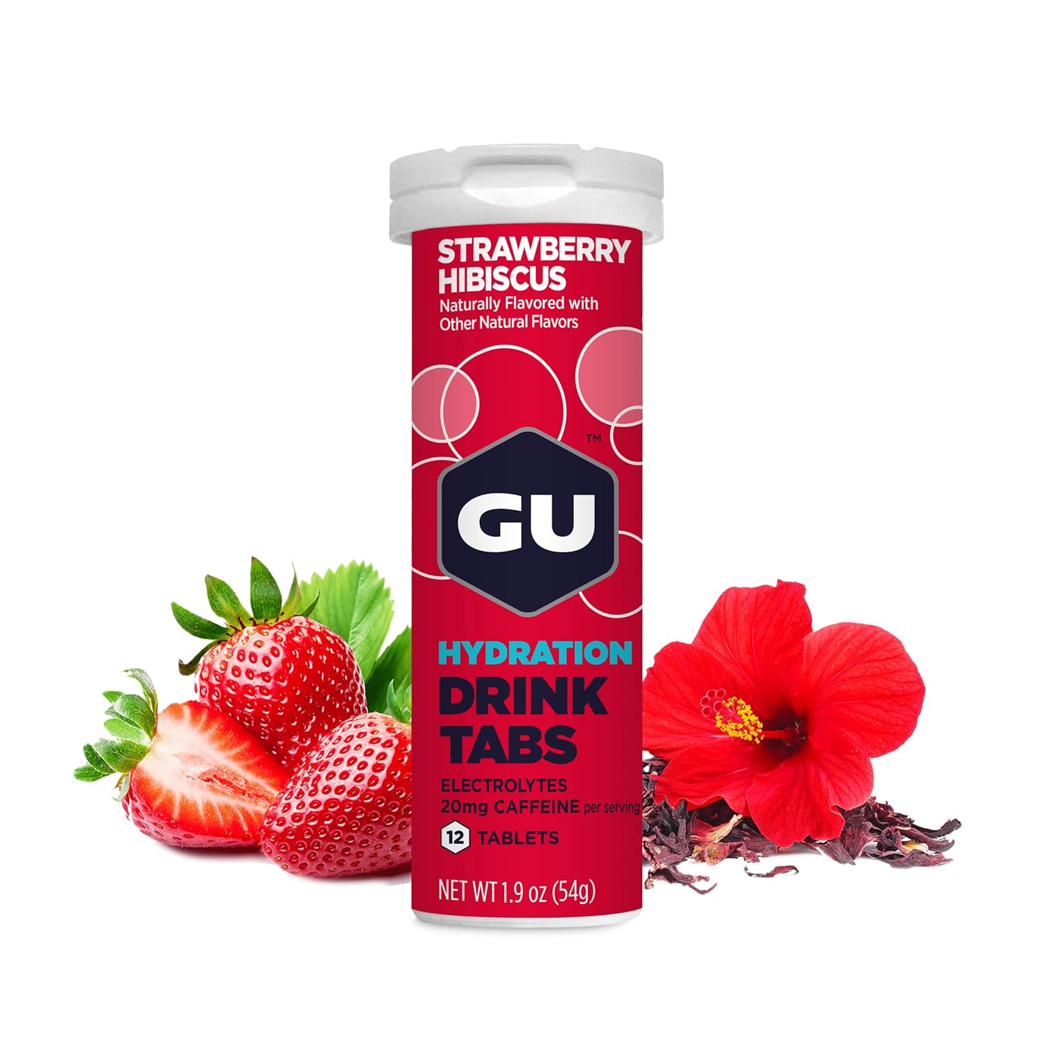 Gu Energy Hydration Electrolyte Drink Tablets, Enhanced Endurance Sports Drink For Running, Cycling, Triathlon, 8-Count(96 Servings), Strawberry Hibiscus