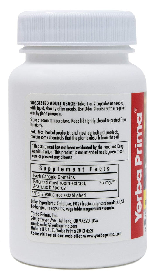 Yerba Prima Odor Cleanse - 50 Capsules, Breath and Body Capsules, Freshens Breath, Neutralizes Body Odor, Natural Plant Extract - Patented & Researched, Made in The USA