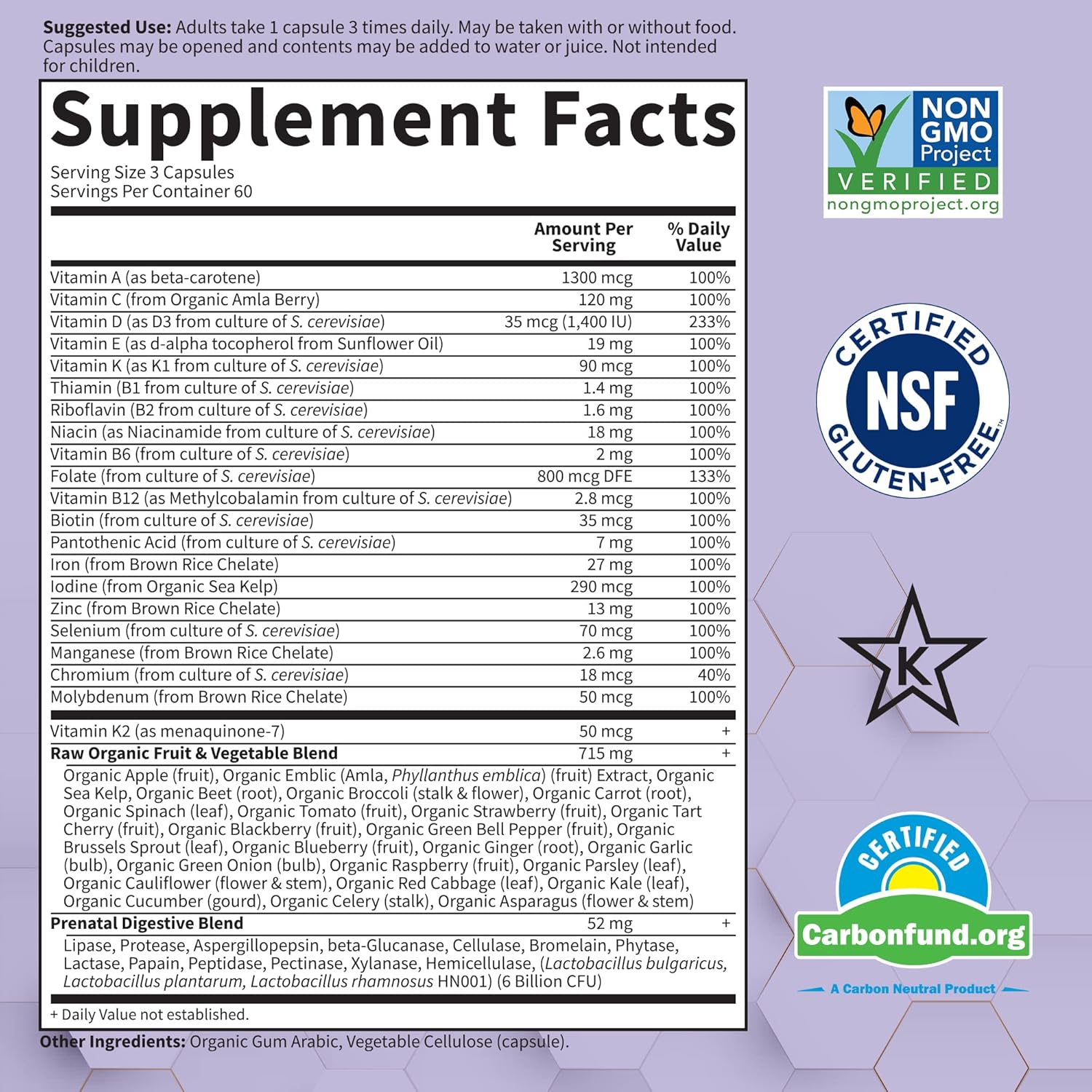 Prenatal Multivitamin for Women from Whole Foods with Biotin, Iron & Folate not Folic Acid, Probiotics for Immune Support - Vitamin Code Raw by Garden of Life - Pregnancy Must Haves - 180 capsules : Health & Household