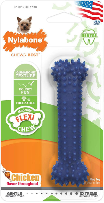 Nylabone Flexi Chew Moderate Textured Dental Chew Toy For Dogs, Chicken Flavor, X-Small/Petite (1 Count)