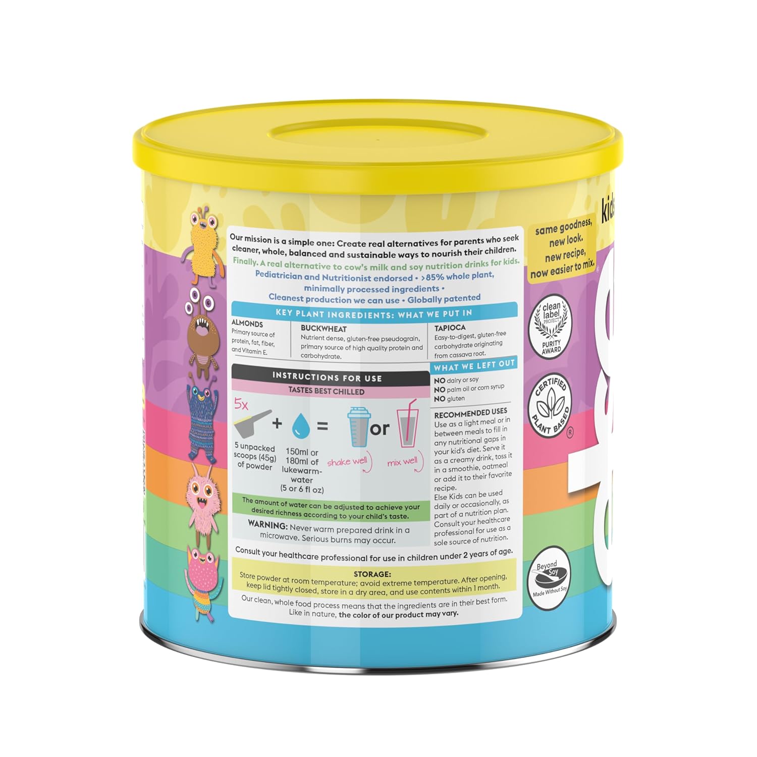Else Nutrition Plant-based Kids Protein Shake Powder for Ages 2-12. Dairy-free First Kids Complete Nutrition Shake with plant protein and 25 Vitamins & Minerals, Vanilla, 2- Pack : Baby