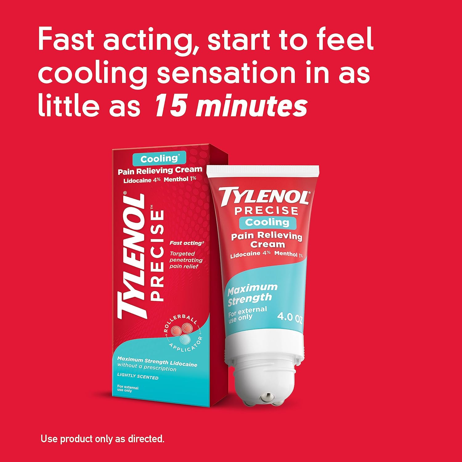 Tylenol Precise Cooling Pain Relieving Cream, Maximum Strength 4% Lidocaine & 1% Menthol Cream for Joint Pain, Fast-Acting, Penetrating Pain Relieving Cream, Light Scent, 4oz : Health & Household