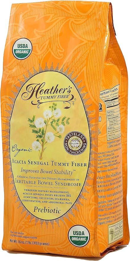 Heather's Tummy Fiber Organic Acacia Senegal for IBS, 16 Ounce Pouch