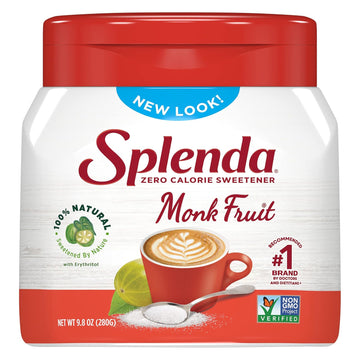 Splenda Monk Fruit Zero Calorie Plant Based Granulated Sweetener Jar, 9.8 Oz