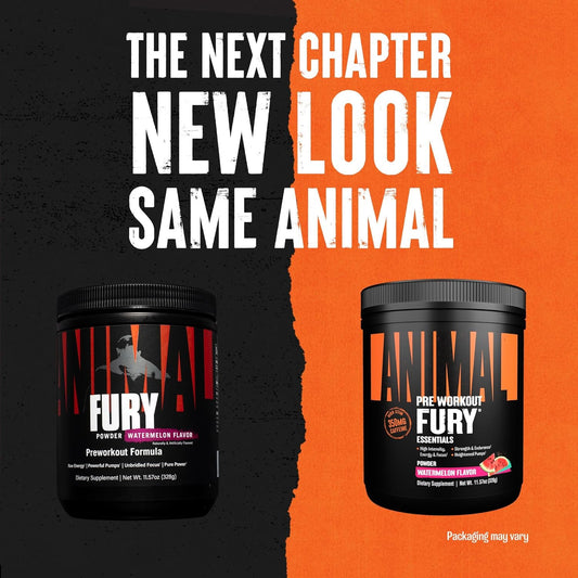 Animal Fury Pre Workout Powder - Energy And Focus Supplement With 5G Bcaa, 350Mg Caffeine Nitric Oxide Booster With Beta-Alanine, Preworkout For Men And Women, Watermelon Flavor, 20 Servings