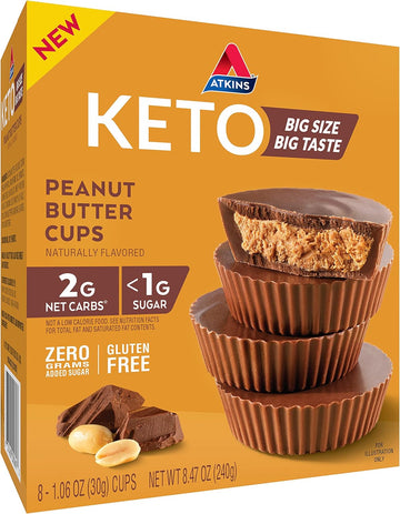 Peanut Butter Cups, 8 Cups, 1.06 oz (30 g) Each, Atkins