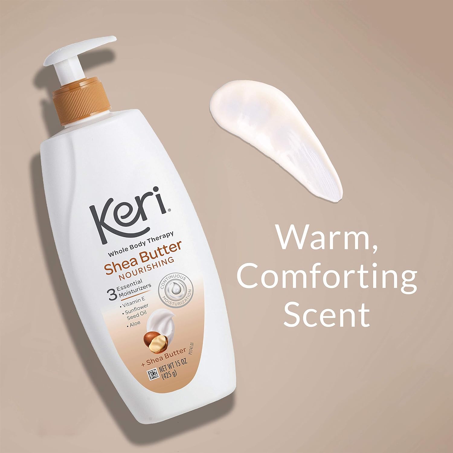 Keri Whole Body Therapy Original Shea Butter Lotion, Continuous Moisturization, 3 Essential Moisturizers (Vitamin E, Aloe and Sunflower Seed Oil) 15 oz. : Beauty & Personal Care