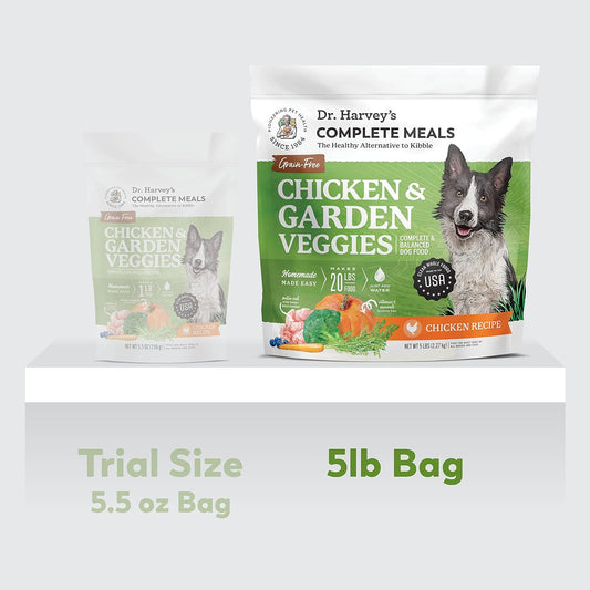 Dr. Harvey'S Chicken & Garden Veggies Dog Food, Human Grade Grain-Free Dehydrated Food For Dogs With Freeze-Dried Chicken (5 Pounds)