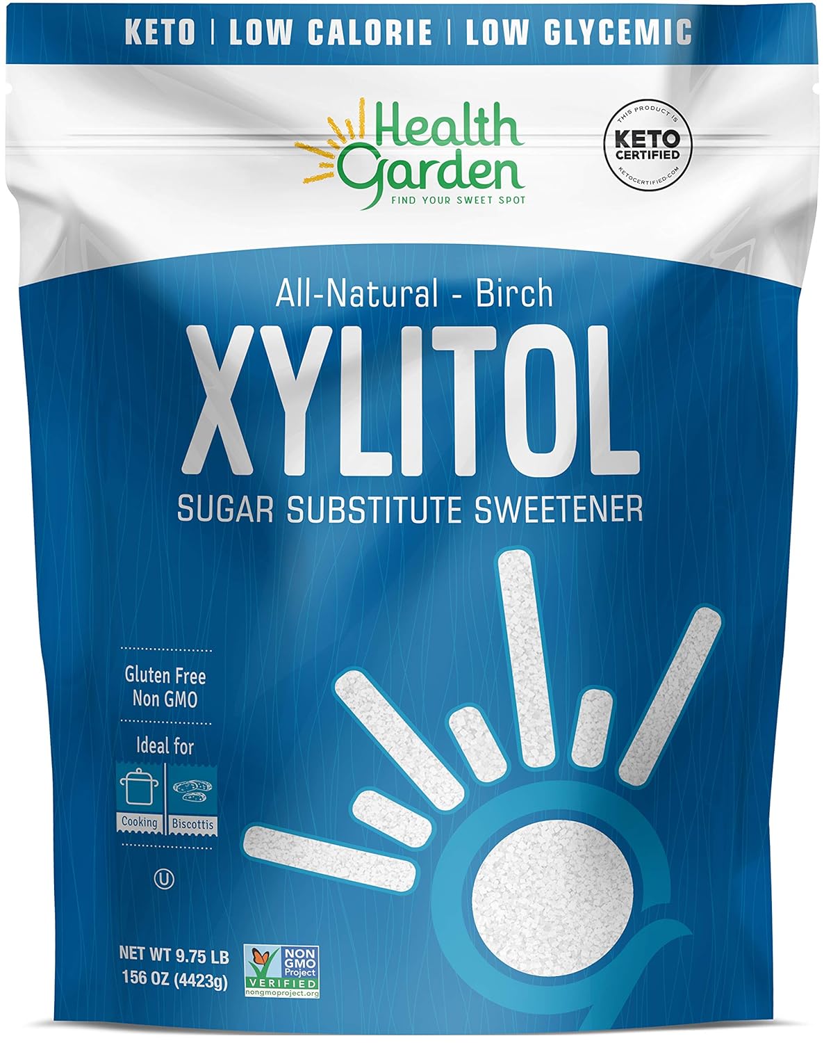 Health Garden Birch Xylitol Sweetener - Pure Birch Xylitol - Non Gmo, Kosher, And Made In The U.S.A. - Ideal Powdered Sugar Substitute - Non-Gmo Sugar Alternative - 9.75 Lb