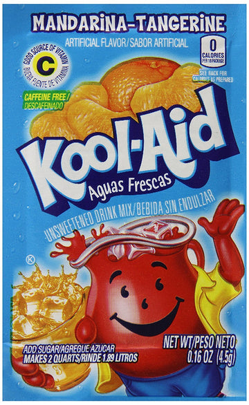 Kool-Aid Unsweetened Caffeine Free Aguas Frescas Mandarina Tangerine Zero Calories Powdered Drink Mix 192 Count Pitcher Packets