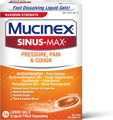 Mucinex Sinus-Max Max Strength Pressure, Pain & Cough Liquid Gels 16 Ea