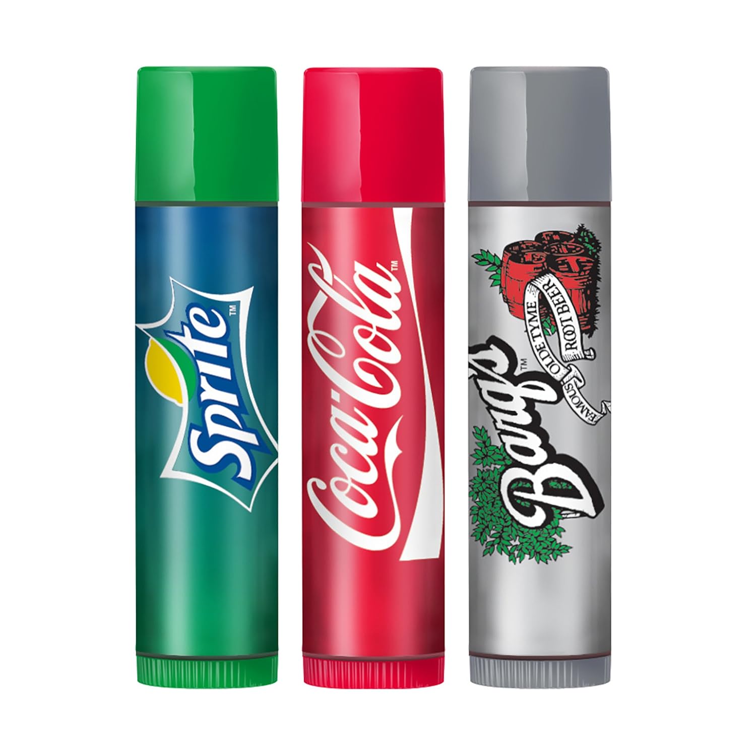 Lip Smacker Coca-Cola Flavored Lip Balm Set, Flavors, Sprite, Coke, Barq's Root Beer, For Kids, Men, Women, 3 Count (Pack of 1) : Beauty & Personal Care