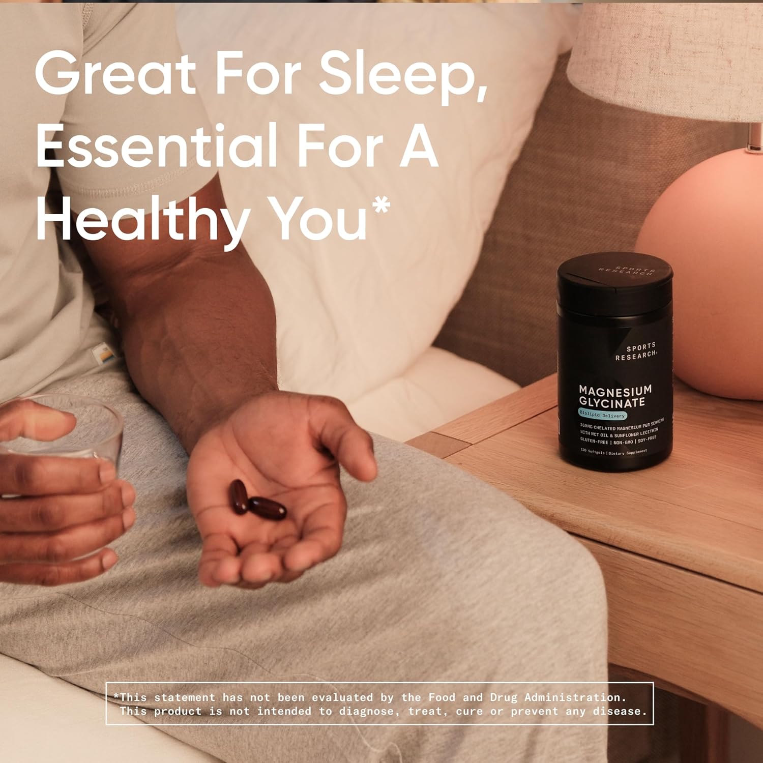 Sports Research® Magnesium Glycinate - Supports Restful Sleep & Enzymatic Processes - 160 mg Chelated Magnesium - Liquid Softgel - 60 Count : Health & Household