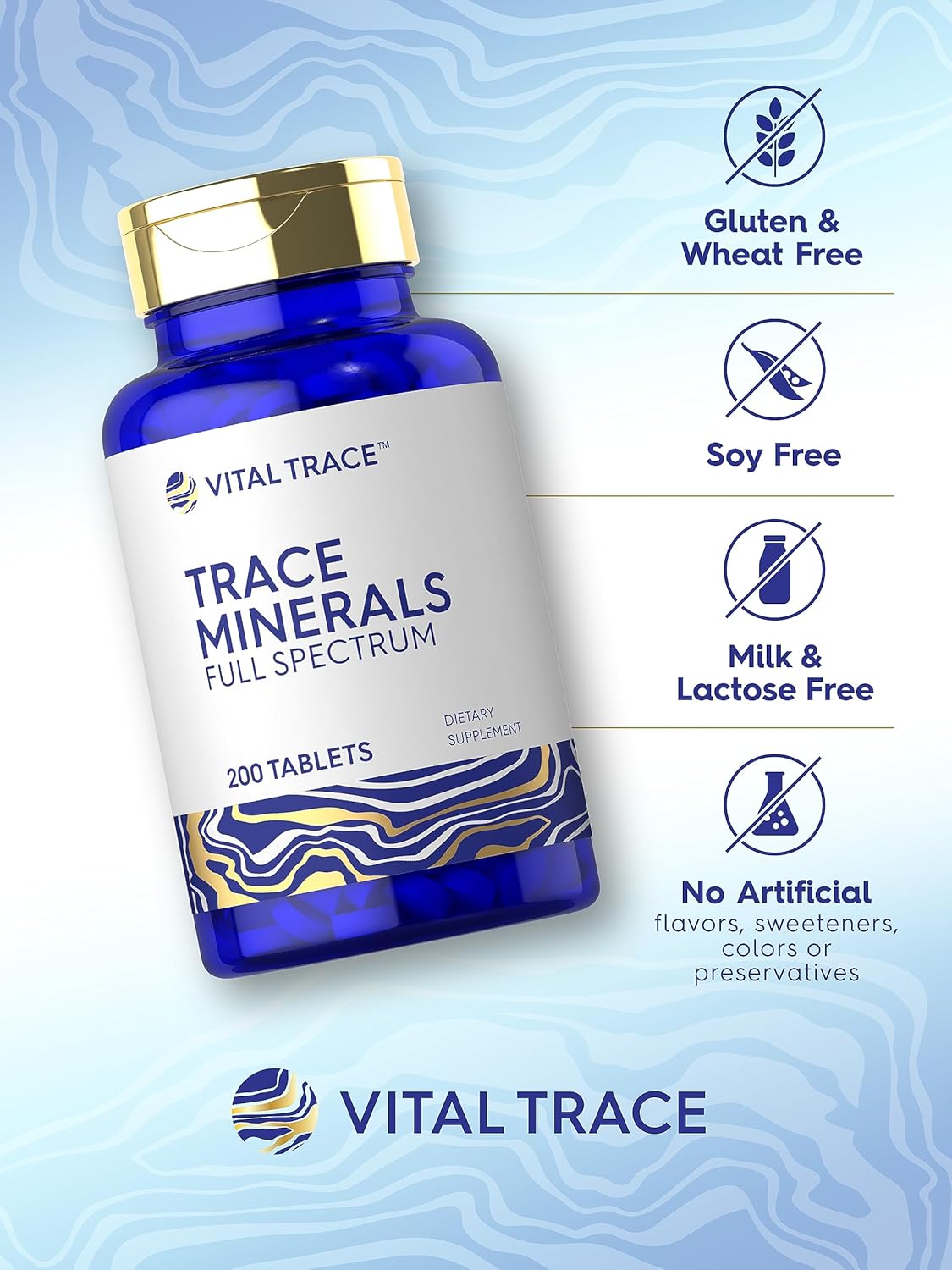 Carlyle Trace Minerals | 200 Tablets | Full Spectrum Supplement | Non-GMO & Gluten Free Complex | by Vital Trace : Health & Household