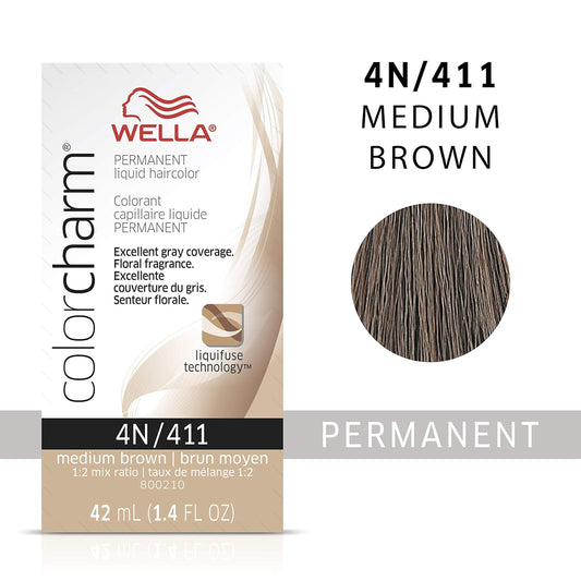 Wella Professionals Invigo Brilliance Color Protection Shampoo & Conditioner, For Fine Hair + Wella Colorcharm Permanent Liquid Hair Color For Gray Coverage, 4N Medium Brown