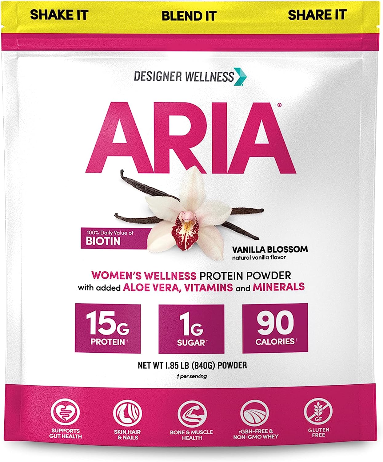 Designer Wellness, Aria, Women's Wellness Low Calorie Vanilla Protein