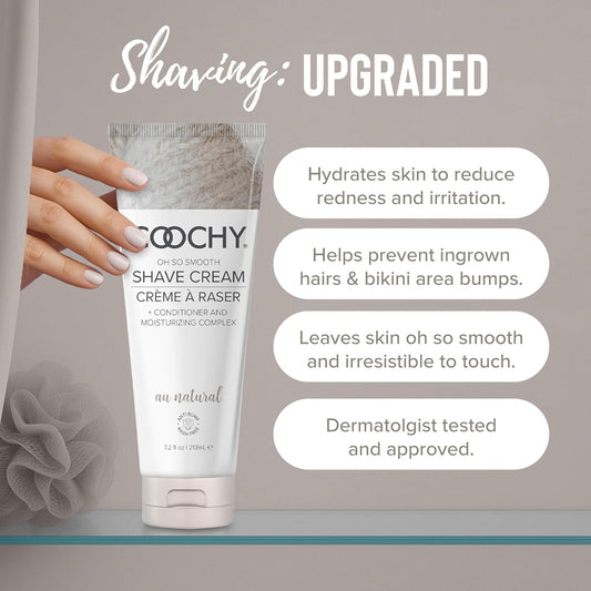 Coochy Shave Cream - Moisturizing Shave Lotion - Gentle Intimate Shaving Cream - For Bikini Area, Underarms, Legs & More - Rash-Free, Hydrating Formula - Au Natural, 3.4 Oz