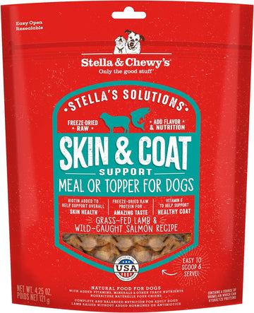 Stella & Chewy'S – Stella’S Solutions Skin & Coat Boost – Grass-Fed Lamb & Wild-Caught Salmon Dinner Morsels – Freeze-Dried Raw, Protein Rich, Grain Free Dog Food – 4.25 Oz Bag