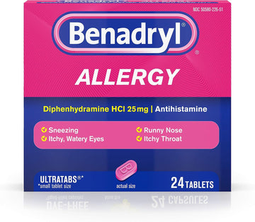 Benadryl Ultratabs Antihistamine Allergy Relief With Diphenhydramine Hcl, 24 Count