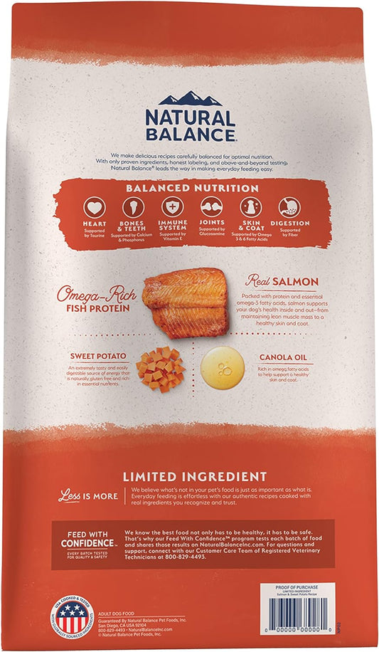 Natural Balance Limited Ingredient Adult Grain-Free Dry Dog Food, Salmon & Sweet Potato Recipe, 12 Pound (Pack Of 1)
