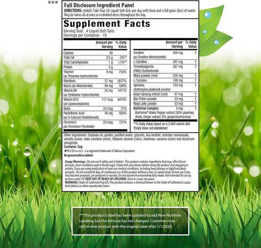 Irwin Naturals Triple-Boost Caffeine-Free Energy - Lasting, Jitter-Free Focus - Brain Boosting Nootropic - 75 Liquid Softgels