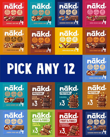 Nakd Selection Pick Any 12 Multipack From 18 Flavours - Fruit And Nut Bars 48 X 30-45G, 48 Bars