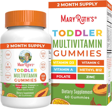 Maryruth'S Sugar Free Vitamin Gummies For Kids Age 2+ | 2 Month Supply Multivitamin With Vitamin C, D3, Zinc | 1 Gummy Per Day | Toddler Vitamins | Sugar Free | Vegan | Non Gmo | 60 Count