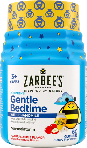 Zarbee'S Gentle Bedtime Gummies For Kids - Melatonin-Free Blend Of Natural Honey, Apple, And Chamomile Helps Children Unwind And Relax To Prepare For Sleep, 60Ct