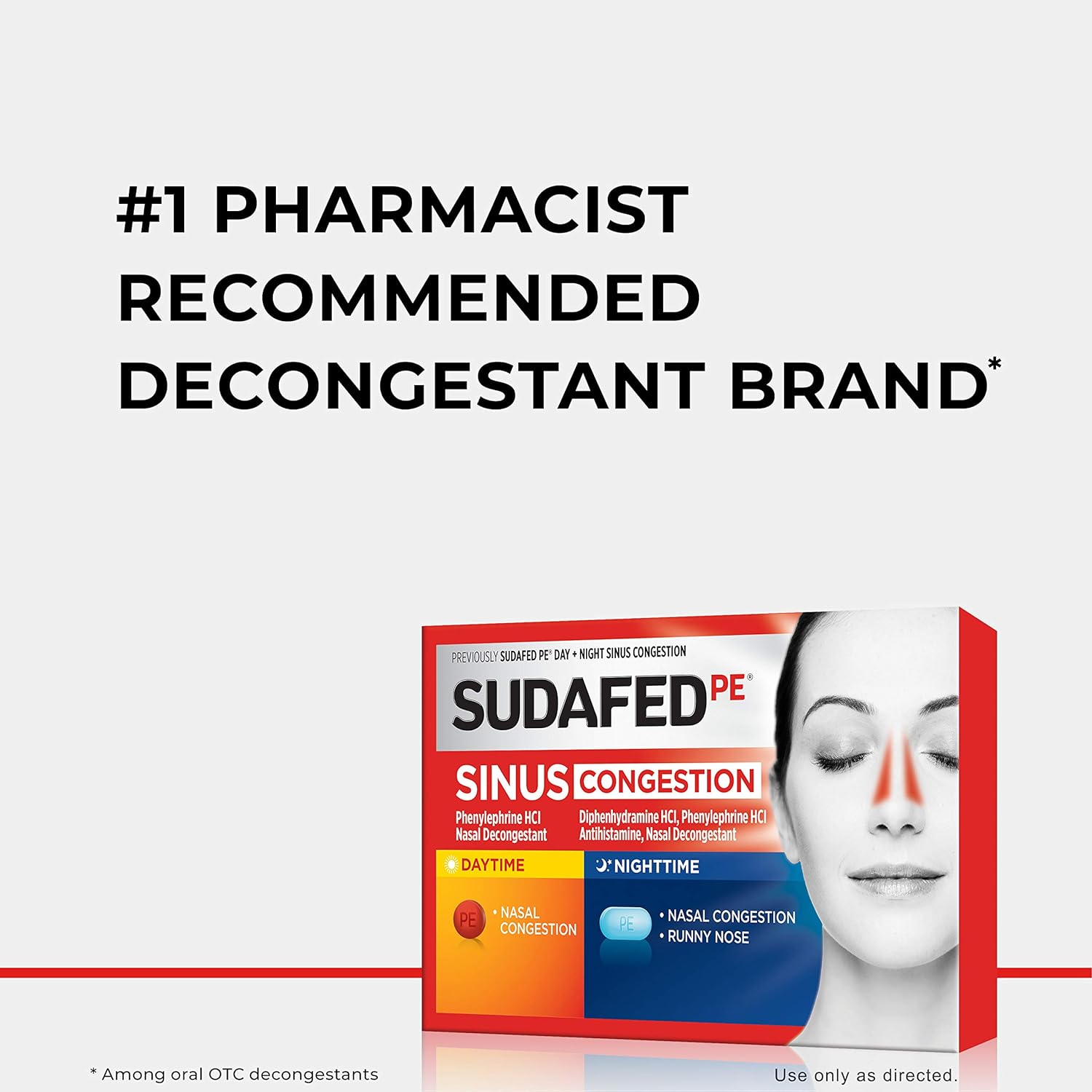 Sudafed PE Day and Night Sinus Pressure & Congestion Tablets, 20 Count : Health & Household